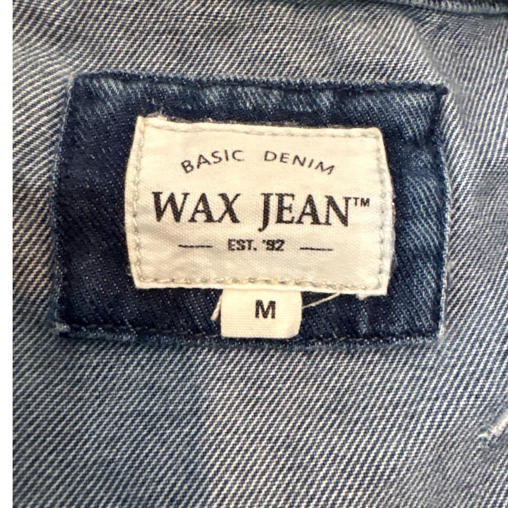Wax Jean Women Distressed Denim Jacket Medium Wash Blue Ripped Cotton 90091 M - Picture 4 of 7